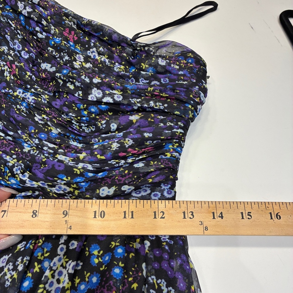 Mac Duggal One-Shoulder Floral Maxi Dress in Purple and Black - Picture 14 of 15